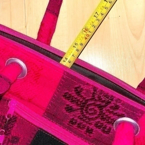 NWT Riviera Maya Mexico tote bag purse with small coin purse in pink and black - Picture 10 of 10